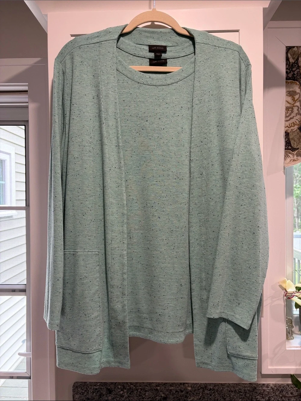 J.Jill Mint Green Open-Front Cardigan with matching tank:  2 piece set